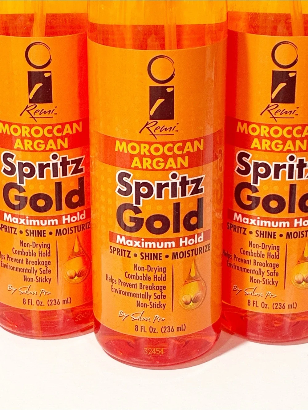 Spritz Gold Maximum Hold 8 oz. 236 Ml Moroccan Argan Haircare Lot of 3 NEW